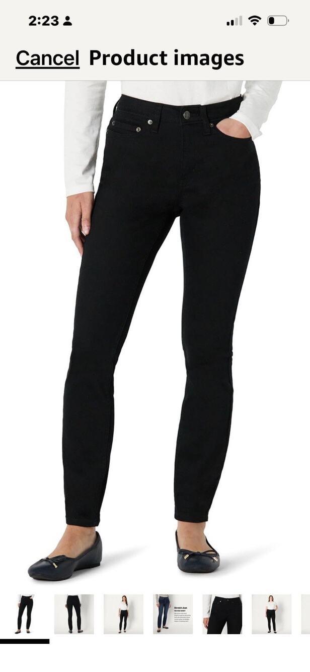 AMAZON ESSENTIALS WOMEN'S HIGH STRETCH MID-RISE Black - New! Size 12